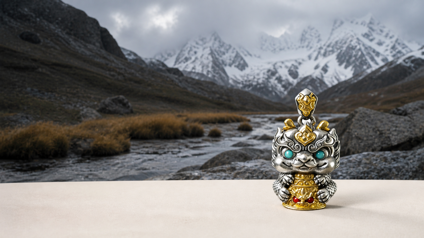 Kunlun Mountain guardian pendant in a high mountain pass